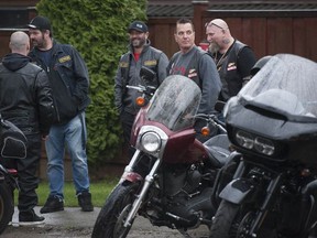 East End Hells Angels president John Bryce (right, facing) at an annual ride on April 6, 2019