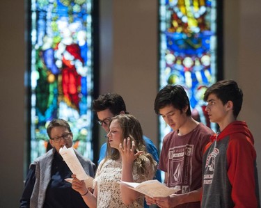 The faithful gathered at Christ Church Cathedral in Vancouver for the Good Friday Observance for Everyone service on April 19, 2019.