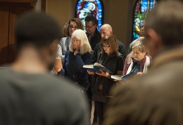 The faithful gathered at Christ Church Cathedral in Vancouver for the Good Friday Observance for Everyone service on April 19, 2019.