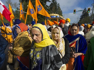 People take part in the annual Vaisakhi parade in Surrey, April 20, 2019. Hundreds of thousands of people attend the Sikh festival every year. Surrey’s Vaisakhi parade is one of the largest outside of India. Photo by Jason Payne/PNG