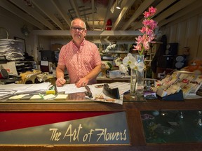 Ernie Klassen, president of the White Rock Pride Society, inside Ashley and Logan Flowers at White Rock on April 1.