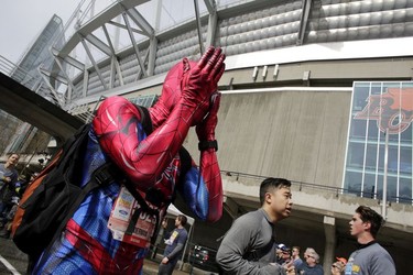 Some superheroes needed to take a break at the 35th annual Vancouver Sun Run on Sunday, April 14, 2019.