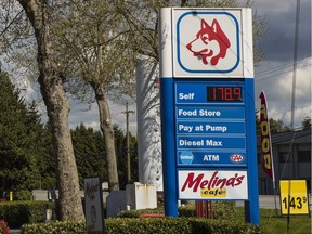 The Husky gas station at 7389 River Rd. in Delta was selling fuel at 178.9 cents a litre on April 23.