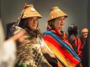 Hon. Jody Wilson-Raybould, M.P., Vancouver Granville, and Hon. Jane Philpott, M.P., Markham-Stouffville are honoured as matriarchs during a ceremony at BC's First Nations Justice Council (FNJC) hosted it's first-ever First Nations Provincial Justice Forum at Westin Wall Centre in Richmond, BC, April 24, 2019.