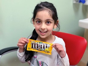 Five year old Saiya Dhaliwal would break into hives if she accidentally ingested peanuts but after participating in a study led by B.C. Children's Hospital, she can now eat 10 peanut M&Ms without reacting.