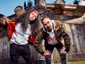 Snotty Nose Rez Kids. Acclaimed Haisla rap duo of (l-r) Darren "Young D" Metz and Quinton "YUng Trybez" Nyce.