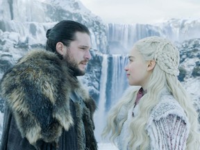 Dany and Jon find a waterfall for a romantic getaway. (HBO)