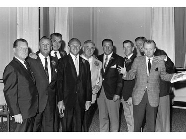 A photo from Sept. 29, 1966 of a celebrity dinner held at the hotel attended by Bing Crosby, Gene Tunney, Jack Dempsey, Phil Harris, Harry Jerome, McMahon, Max Bell, Stu Keate, Al McLellan and more.