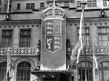 May 29, 1939: Hotel Vancouver decorated for visit of King George VI and Queen Elizabeth.
