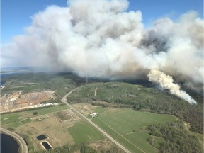 A photo shared by the B.C. Wildfire Service shows the Lejac wildfire burning near Fraser Lake, B.C. on Sunday, May 11, 2019.