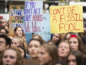 Thousands of secondary school students gather at the art gallery to participate in the Climate Strike, Vancouver May 3, 2019. They are planning another strike next Friday and are calling on adults to join the action.