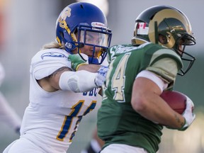 UBC Thunderbirds' Stavros Katsantonis (left) in a game against the University of Regina Rams during the 2016 U Sports playoffs. He received a four-year ban for failing a doping test.