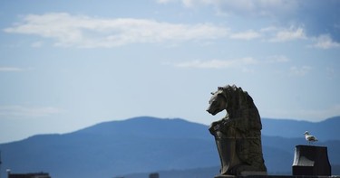A Gargoyle on the roof of the Hotel Vancouver facing W. Georgia.