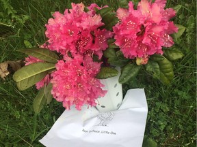 Memorial on Sunday morning for the toddler who died in a parked car on Inman Avenue in Burnaby on Friday.