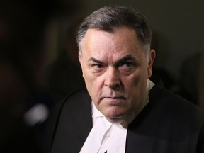 Speaker Darryl Plecas answers questions from the media about the legislature suspensions of the Sergeant-at-Arms and clerk outside the house chambers at Legislature in Victoria, B.C., on Thursday, May 16, 2019.