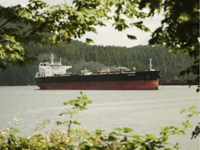 The oil tanker Monterey anchored off Cates Park in North Vancouver, B.C.