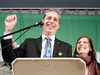 Green Party’s Paul Manly celebrates with his family after Monday’s federal byelection in Nanaimo.