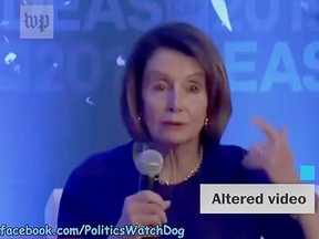 U.S. House Speaker Nancy Pelosi speaks at a Center for American Progress event. A C-SPAN video was doctored to suggest she was slurring her words and shared on social media on May 24, 2019.
