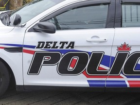 A Delta police officer received 23 stitches and staples to close five separate lacerations to his face and head after he was attacked by a man in Watershed Park on Saturday.