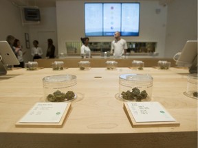Some of the product is laid out at Hobo Recreational Cannabis on Granville Street in Marpole.