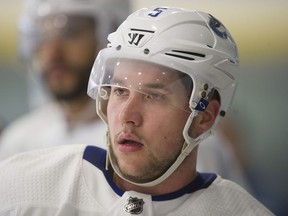 Vancouver Canucks 2018 training camp at the Meadow Park Sports Centre in Whistler, BC Saturday, September 15, 2018. Pictured is Derrick Pouliot.