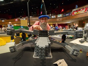 Ley Ward, a.k.a. 'The Wizard' created this X-wing fighter for the BrickCan 2019 at the River Rock Casino in Richmond. BrickCan is the largest public exhibition of LEGO creations ever held in British Columbia. Photo: Arlen Redekop, Postmedia