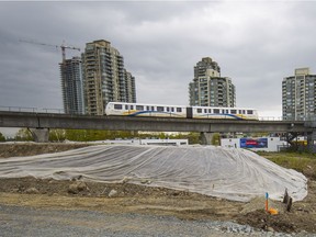 The site of a proposed 64-storey apartment building development in Burnaby.