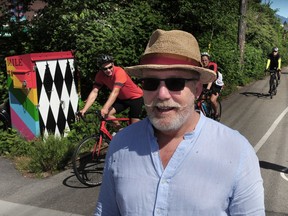 Glenn Knowles, president of the Kerrisdale Business Association, in the thick of the cycling path action along 41st Avenue and West Boulevard in Vancouver on May 22, 2019.