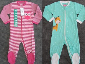 Health Canada says these Tuffy Infant Sleepers do not meet the flammability requirements for children's sleepwear under Canadian law.