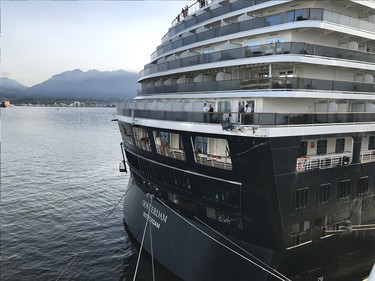 The Oosterdam cruise ship collided with the already docked Nieuw Amsterdam in a Vancouver port at around 6:50 a.m. on May 4, 2019. Holland America, which owns both cruise ships, said there were no injuries and minimal damage. Photo by Ken Carrusca