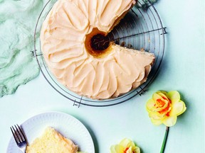 This light-as-air Orange Chiffon Cake, can be frosted with orange buttercream or garnished with whipped cream and candied orange peel. Mandatory Photograph Credit: DL Acken.