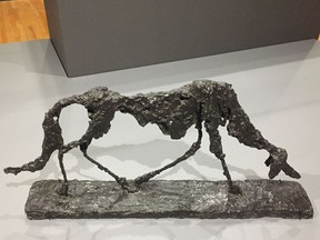 Dog, bronze, 1957, by Alberto Giacometti is one of the works in an exhibition of the artists works called A Line Through Time at the Vancouver Art Gallery to Sunday, Sept. 29, 2019. Photo: Kevin Griffin