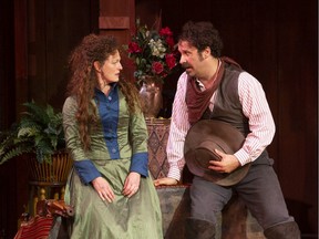 Jennifer Lines and Andrew McNee (right) star in Bard on the Beach's rendition of The Taming of the Shrew, which runs until Sept. 21 at Vanier Park. Photo: Tim Matheson