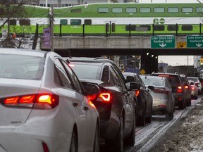 An Angus Reid poll Friday revealed that party loyalty only goes so far when it comes to policy. A GO train above vehicles lining up on Jarvis St. to exit onto the Gardinder Expressway ramp during the evening rush hour in Toronto, Ont. on Tuesday January 22, 2019.