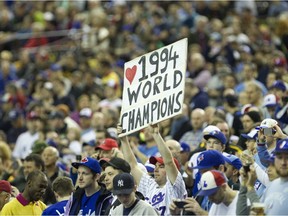 Montreal Expos fans show their loyalty at a pre-season game in 2014 at the Olympic Stadium.