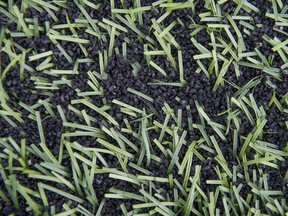 The rubber pellets used on rubber-crumb fields at Trillium Park in Vancouver on June 27.