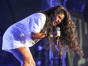 Jessie Reyez performs at a free outdoor show at the Montreal International Jazz Festival on July 3, 2018.