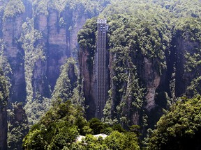 The Bailong Elevator goes up 326 metres and is the world’s tallest outdoor lift.