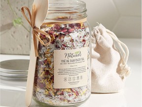 Flower essence bath tea by Au Naturel at Simons Maisons Photo: Au Naturel for The Home Front: Eco friendly homewares and accessories  by Rebecca Keillor [PNG Merlin Archive]