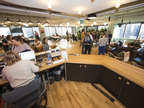 A WeWork co-working office space at 595 Burrard St. in Vancouver: The city has a large co-working footprint.