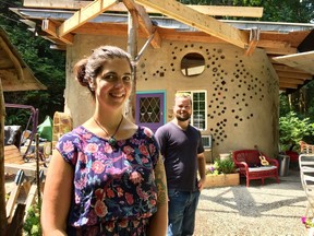 Amanda-Rae Hergesheimer and her husband Chris are putting the finishing touches on the cob-style studio they built from local clay with help from the Mudgirls Natural Building Collective and their friends and neighbours.