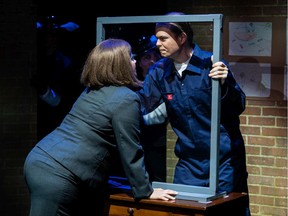 Stephanie Liatopoulous stars as Clarice Starling and Seth Gordon Little as Hannibal Lecter in SILENCE! The Musical, which runs through Aug. 3 at the BMO Theatre Centre. Photo: Derek Fu