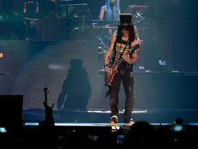 Slash performs at the 2016 Coachella Valley music festival. He's back on tour with Myles Kennedy and the Conspirators, including a date at the Queen E in Vancouver on July 18.