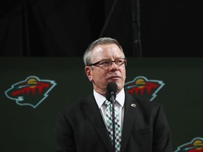 Then-Minnesota Wild general manager Paul Fenton at the 2018 NHL Entry Draft in Dallas, Texas.