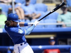 Toronto Blue Jays prospect Bo Bichette at spring training in Dunedin, Fla., in March 2018.