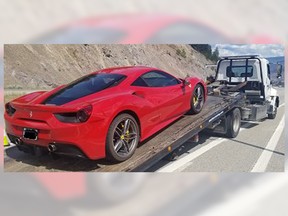 RCMP tow a Ferrari that was travelling more than 200 km/hr through Peachland.