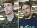 Teen fugitives Bryer Schmegelsky and Kam McLeod in undated CCTV images taken in Meadow Lake, Saskatchewan.