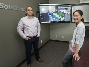Dinos Hadjiloizou, general manager for Division 15 Mechanical, with BIM manager Le Hien Huynh in Surrey.