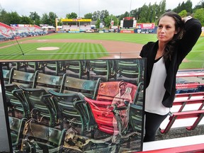 Vancouver artists Lauren Taylor, who has been commissioned by Major League Baseball to do some portraits, shows some of her striking work at Nat Bailey Stadium in Vancouver.