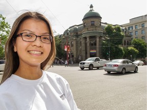 Alice Ko poses in Vancouver's Downtown Eastside on July 22. Ko is one of several young people who started the Hot Potato Initiative, which has volunteers distributing baked potatoes to people in the DTES a couple times a month.